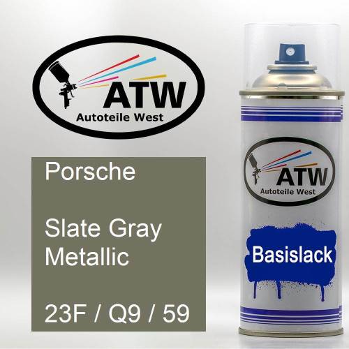 Porsche, Slate Gray Metallic, 23F / Q9 / 59: 400ml Sprühdose, von ATW Autoteile West.